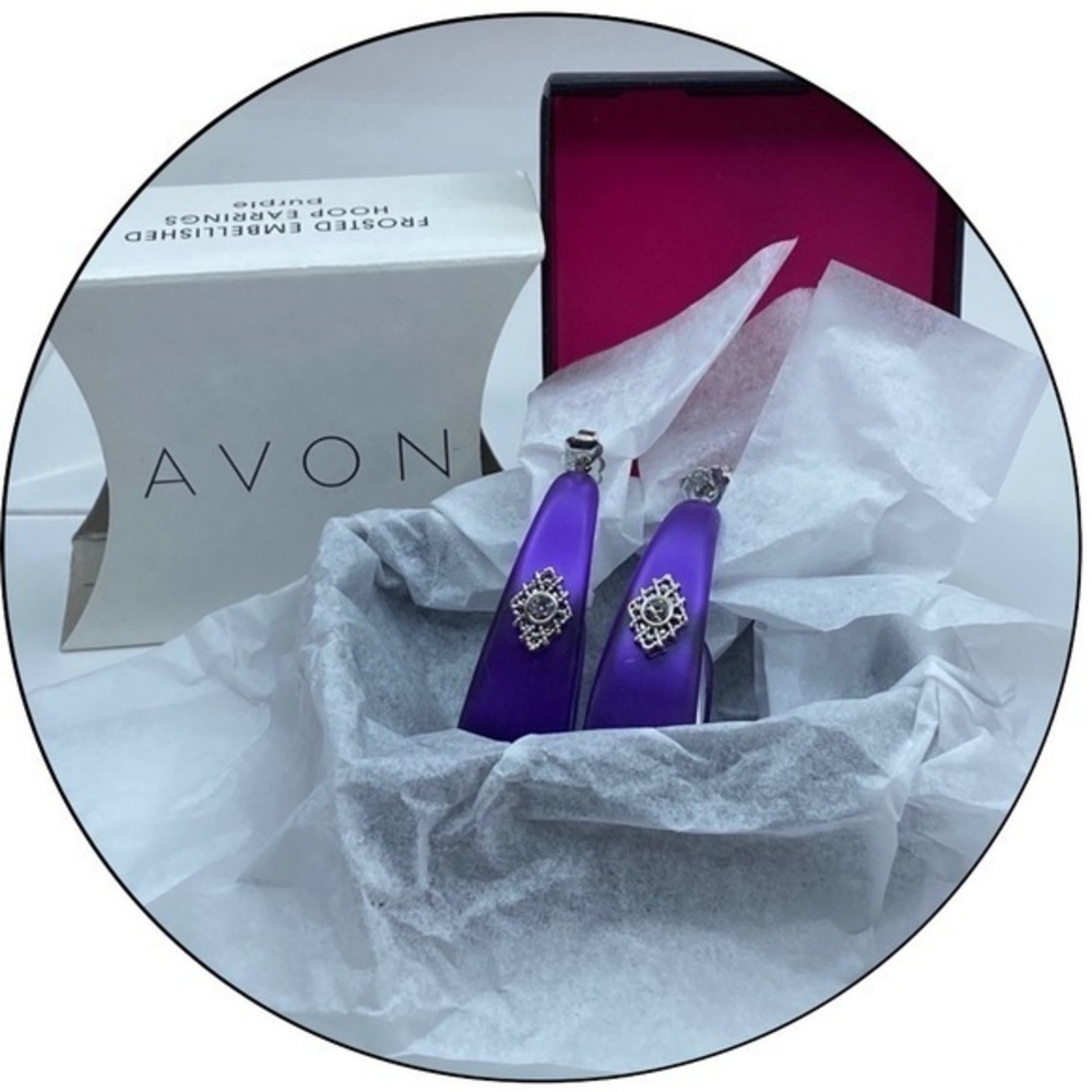 FROSTED EMBELLISHED HOOP EARRINGS - AVON